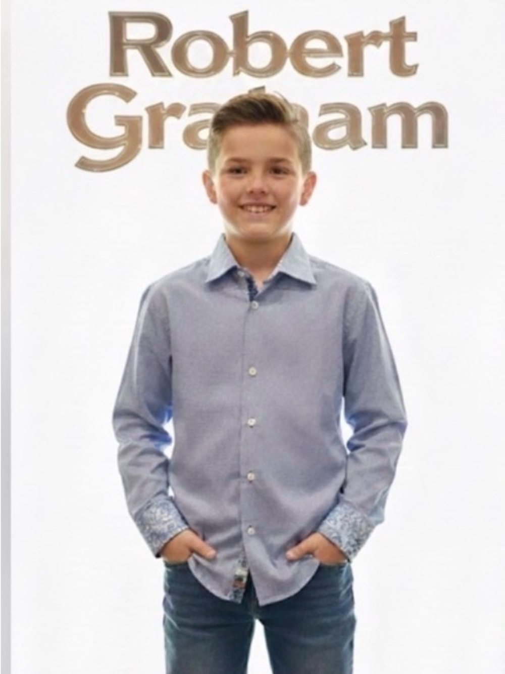New with tags authentic Robert Graham boys designer button down dress shirt sz M